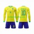 Fotbollströja Brasilien Neymar Jr 10 Barn Hemmaställ World Cup 2022 Lång ärm
