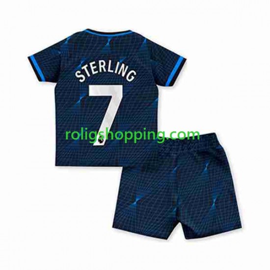 Fotbollströja Chelsea Raheem Sterling 7 Barn Bortaställ 2023-2024 Kort ärm