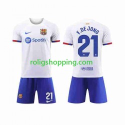 Fotbollströja FC Barcelona Frenkie de Jong 21 Barn Bortaställ 2023-2024 Kort ärm