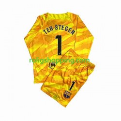 Fotbollströja FC Barcelona Ter Stegen 1 Målvakt Barn Fjärdeställ 2023-2024 Lång ärm
