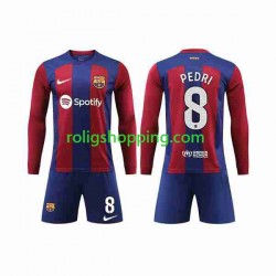 Fotbollströja FC Barcelona Pedri 8 Barn Hemmaställ 2023-2024 Lång ärm