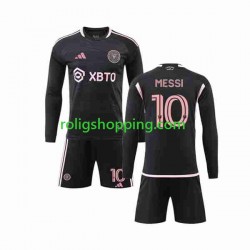 Fotbollströja Inter Miami Lionel Messi 10 Barn Bortaställ 2023-2024 Lång ärm