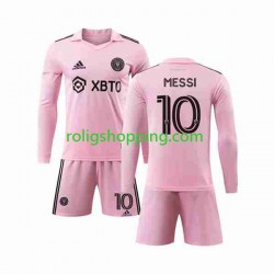 Fotbollströja Inter Miami Lionel Messi 10 Barn Hemmaställ 2023-2024 Lång ärm