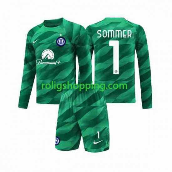 Fotbollströja Inter Milan Sommer 1 Målvakt Barn Bortaställ 2023-2024 Lång ärm