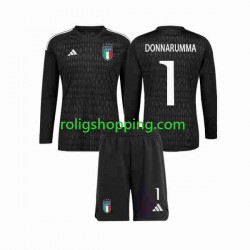 Fotbollströja Italien Donnarumma 1 Målvakt Barn Bortaställ 2023 Lång ärm
