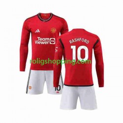 Fotbollströja Manchester United Marcus Rashford 10 Barn Hemmaställ 2023-2024 Lång ärm