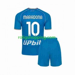 Fotbollströja SSC Napoli Maradona 10 Barn Hemmaställ 2023-2024 Kort ärm