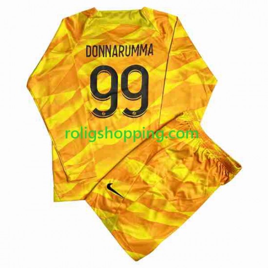 Fotbollströja Paris Saint-Germain DONNARUMMA 99 Målvakt Barn Bortaställ 2023-2024 Lång ärm
