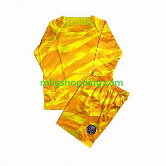 Fotbollströja Paris Saint-Germain Målvakt Barn Bortaställ 2023-2024 Lång ärm