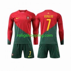Fotbollströja Portugal Ronaldo 7 Barn Hemmaställ World Cup 2022 Lång ärm