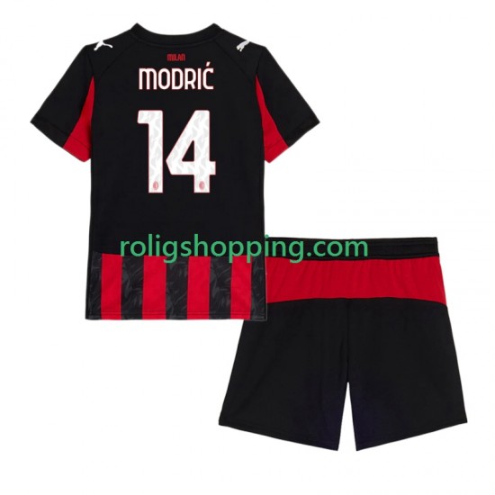 Fotbollströja AC Milan Modrić Luca 14 Barn Hemmaställ 2025-2026 Kort ärm