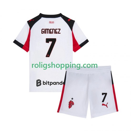 Fotbollströja AC Milan Santiago Gimenez 7 Barn Bortaställ 2025-2026 Kort ärm
