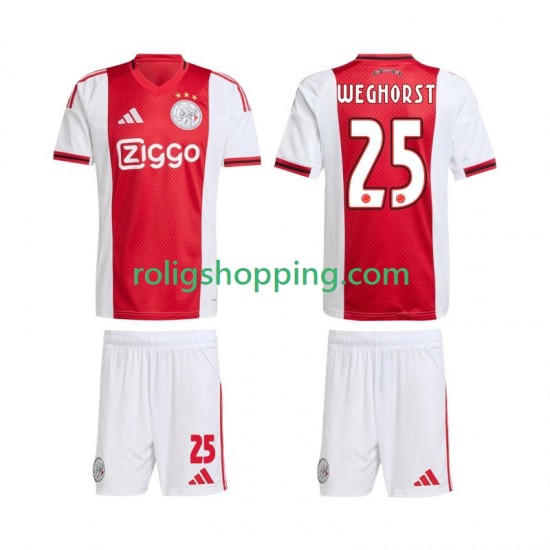 Fotbollströja AFC Ajax Wout Weghorst 25 Barn Hemmaställ 2025-2026 Kort ärm