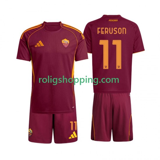 Fotbollströja AS Roma Evan Ferguson 11 Barn Hemmaställ 2025-2026 Kort ärm