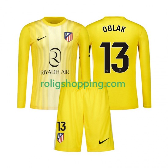 Fotbollströja Atlético Madrid Jan Oblak 13 Målvakt Barn Hemmaställ 2025-2026 Lång ärm