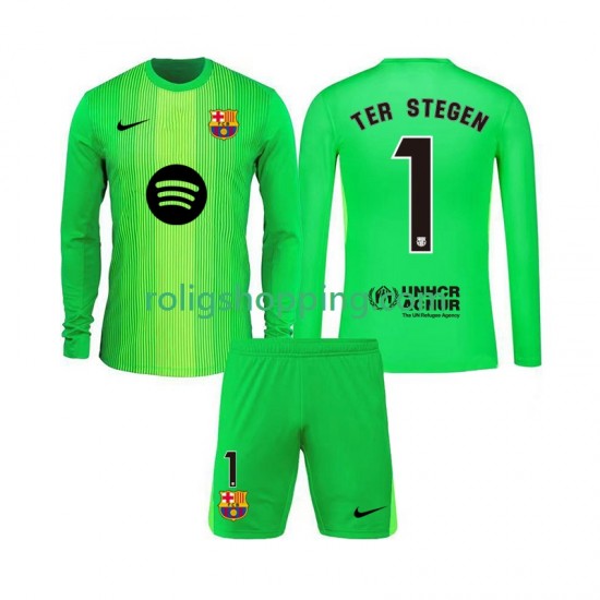 Fotbollströja FC Barcelona Ter Stegen 1 Målvakt Barn Hemmaställ 2025-2026 Lång ärm
