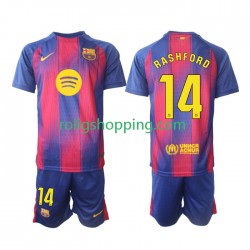 Fotbollströja FC Barcelona Marcus Rashford 14 Barn Hemmaställ 2025-2026 Kort ärm