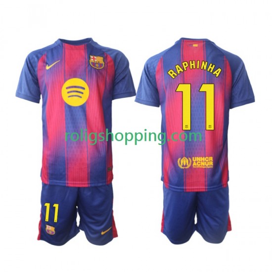 Fotbollströja FC Barcelona Raphinha 11 Barn Hemmaställ 2025-2026 Kort ärm