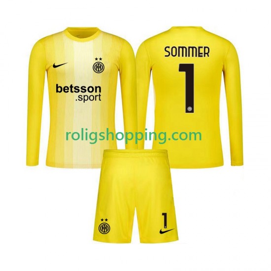 Fotbollströja Inter Milan Yann Sommer 1 Målvakt Barn Bortaställ 2025-2026 Lång ärm