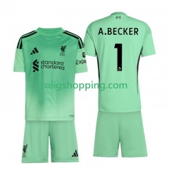Fotbollströja Liverpool Alisson Becker 1 Målvakt Barn Hemmaställ 2025-2026 Kort ärm