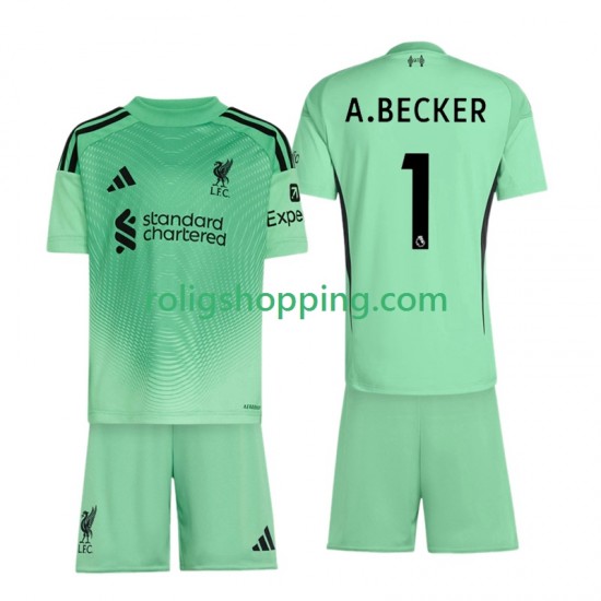 Fotbollströja Liverpool Alisson Becker 1 Målvakt Barn Hemmaställ 2025-2026 Kort ärm