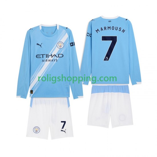 Fotbollströja Manchester City Omar Marmoush 7 Barn Hemmaställ 2025-2026 Lång ärm