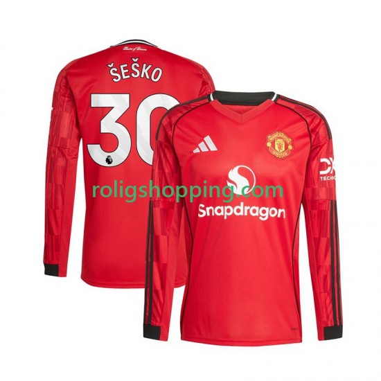 Fotbollströja Manchester United Benjamin Sesko 30 Män Hemmaställ 2025-2026 Lång ärm