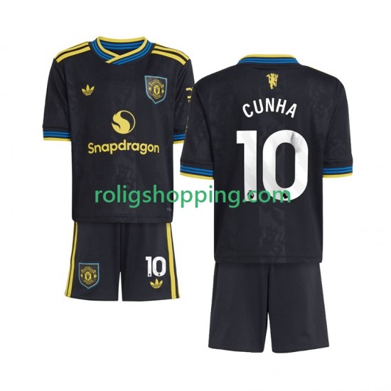 Fotbollströja Manchester United Matheus Cunha 10 Barn Tredjeställ 2025-2026 Kort ärm