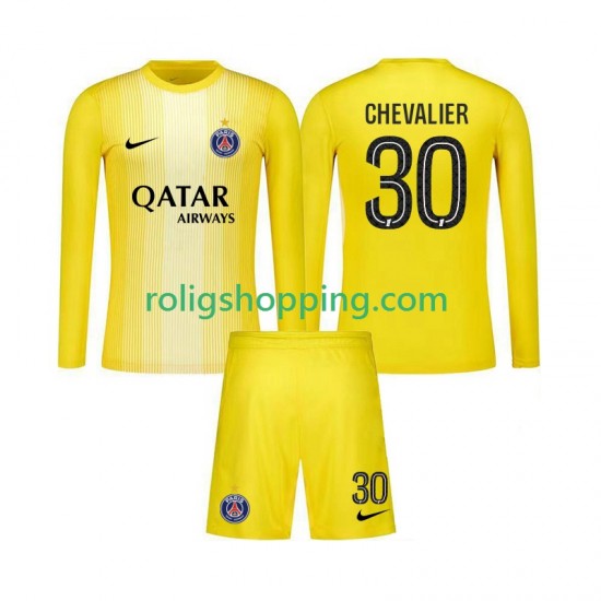 Fotbollströja Paris Saint-Germain Lucas Chevalier 30 Målvakt Barn Tredjeställ 2025-2026 Lång ärm