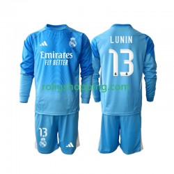Fotbollströja Real Madrid Andriy Lunin 13 Målvakt Barn Hemmaställ 2025-2026 Lång ärm