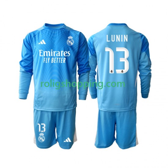 Fotbollströja Real Madrid Andriy Lunin 13 Målvakt Barn Hemmaställ 2025-2026 Lång ärm