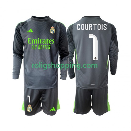 Fotbollströja Real Madrid Thibaut Courtois 1 Barn Tredjeställ 2025-2026 Lång ärm