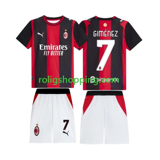 Fotbollströja AC Milan Gimenez 7 Barn Hemmaställ 2026-2027 Kort ärm