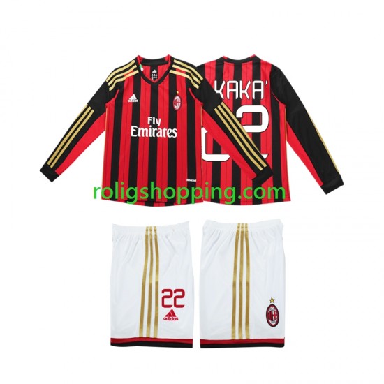 Fotbollströja AC Milan Kaka 22 2013 2014 Retro Barn Hemmaställ Lång ärm