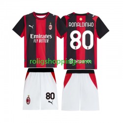 Fotbollströja AC Milan Ronaldinho 80 Barn Hemmaställ 2026-2027 Kort ärm Fotbollströja AC Milan Ronaldinho 80 Barn Hemmaställ 2026-2027 Kort ärm