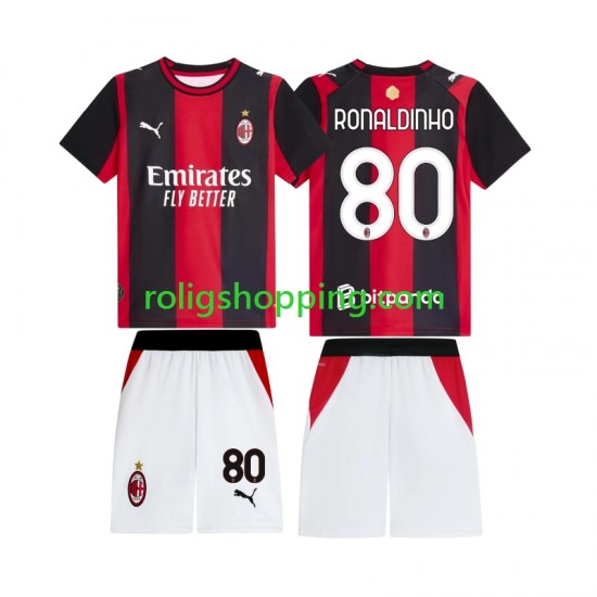 Fotbollströja AC Milan Ronaldinho 80 Barn Hemmaställ 2026-2027 Kort ärm