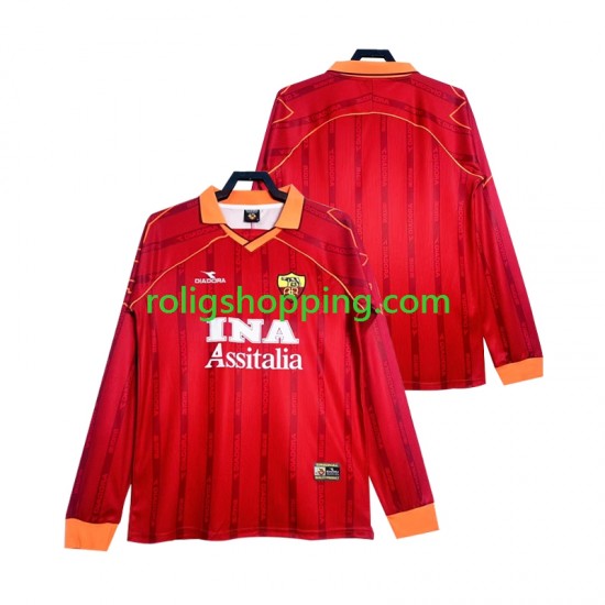 Fotbollströja AS Roma 2000 Retro Män Hemmaställ 1999 Lång ärm
