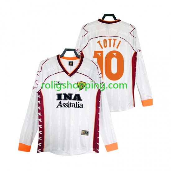 Fotbollströja AS Roma Totti 10 2000 Retro Män Bortaställ 1999 Lång ärm