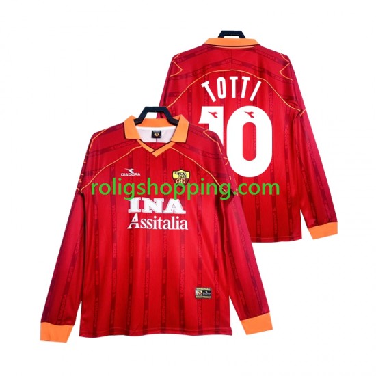Fotbollströja AS Roma Totti 10 2000 Retro Män Hemmaställ 1999 Lång ärm