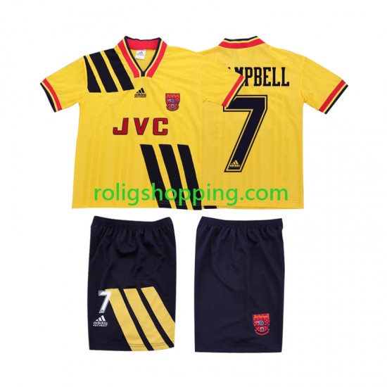 Fotbollströja Arsenal CAMPBELL 7 1993 Retro Barn Bortaställ 1994 Kort ärm