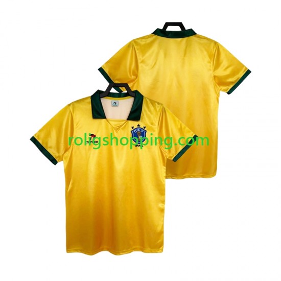 Fotbollströja Brasilien 1988 Retro Män Hemmaställ Kort ärm
