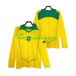 Fotbollströja Brasilien Retro Män Hemmaställ 2004 Lång ärm
