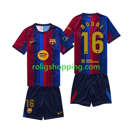 Fotbollströja FC Barcelona Rodri 16 Barn Hemmaställ 2026-2027 Kort ärm
