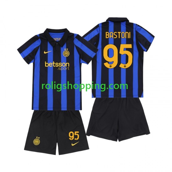 Fotbollströja Inter Milan Alessandro Bastoni 95 Barn Hemmaställ 2026-2027 Kort ärm