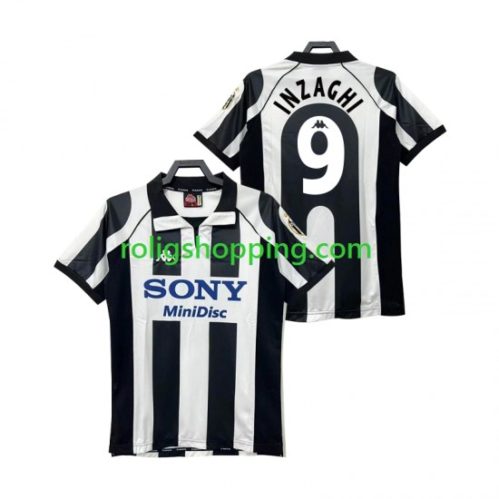 Fotbollströja Juventus INZAGHI 9 1997 1998 Retro Män Hemmaställ Kort ärm