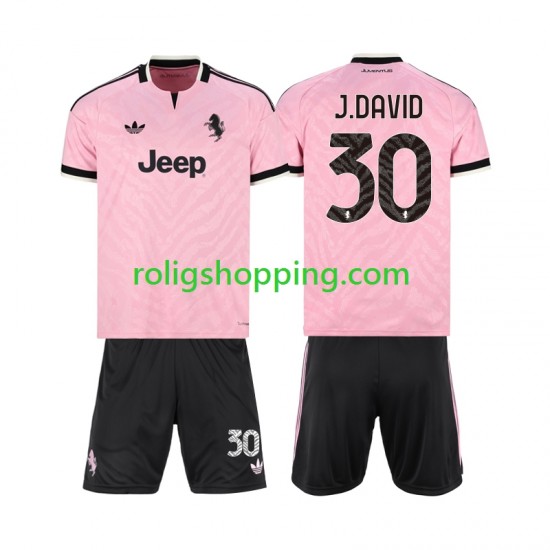 Fotbollströja Juventus Jonathan David 30 Barn Bortaställ 2026-2027 Kort ärm