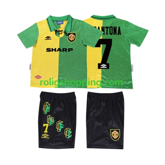 Fotbollströja Manchester United CANTONA 7 1992 Retro Barn Tredjeställ 1994 Kort ärm