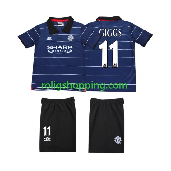 Fotbollströja Manchester United GIGGS 11 2000 Retro Barn Bortaställ 1999 Kort ärm