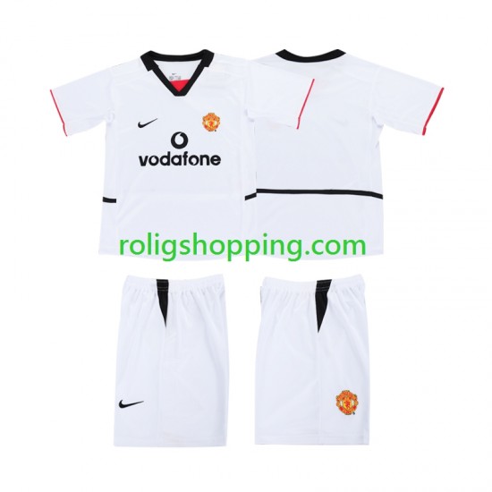 Fotbollströja Manchester United 2002 2003 Barn Bortaställ Kort ärm