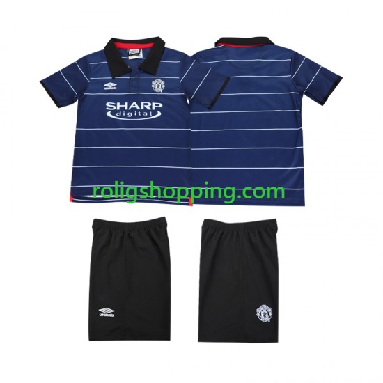Fotbollströja Manchester United 2000 Retro Barn Bortaställ 1999 Kort ärm